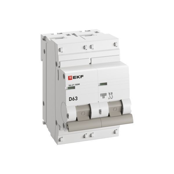 Автоматический выключатель ВА 47-100M 2P 63А (D) 10kA без теплового расцепителя EKF PROXIMA