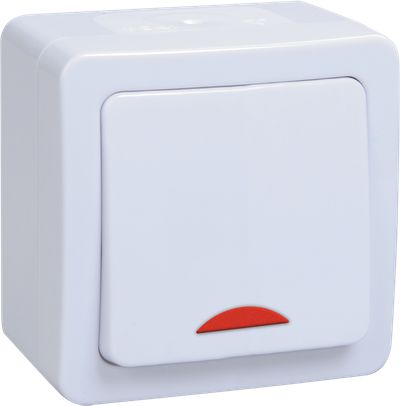 IEK  Гермес Plus  Выкл. 1-кл. с инд  ОП IP54  ВС20-1-1-ГПБ (цвет клавиш: белый)  EVMP11-K01-10-54-EC