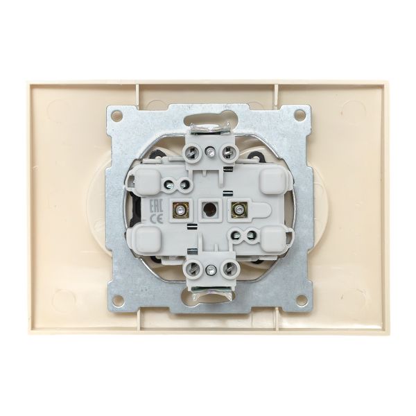 Валенсия розетка 2-местная б/з 10А кремовая с защ. штор. EKF