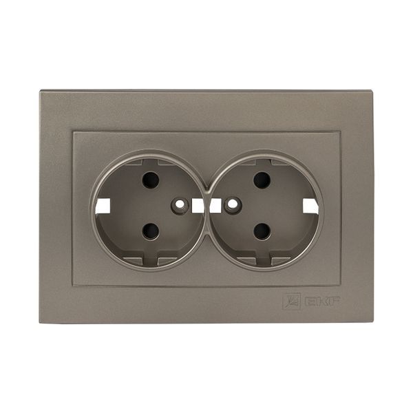 Валенсия лицевая панель розетки 2-местной с/з 16А кашемир с защ. штор. EKF