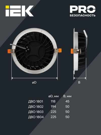 Светильник светодиодный ДВО 1804 PRO круг 40Вт 4000K IP40 белый IEK