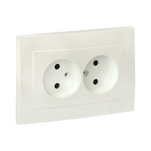 Валенсия лицевая панель розетка 2-местной б/з 10А жемчуг с защ. штор. EKF