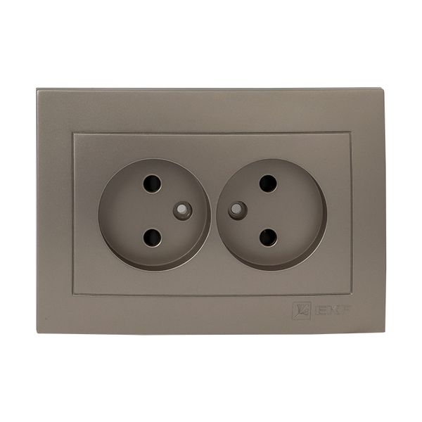 Валенсия лицевая панель розетка 2-местной б/з 10А кашемир с защ. штор. EKF