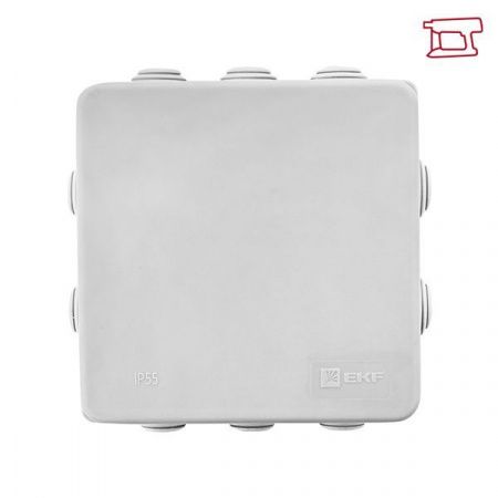 Коробка распределительная КМР-030-014 с крышкой (100x100x50) для прямого монтажа, 10 мембр. вводов серая IP55 EKF