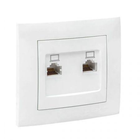 Валенсия розетка компьютерная RJ-45 2-местная белая EKF