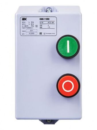Контактор КМИ11860 18А в оболочке 380В/АС3 IP54 IEK