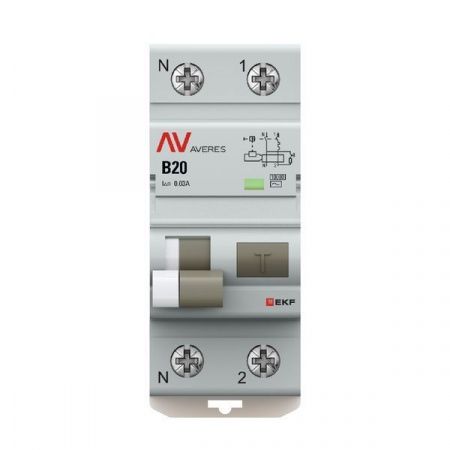 Выключатель автоматический дифференциального тока 2п (1P+N) B 20А 30мА тип AC 10кА DVA-10 AVERES EKF