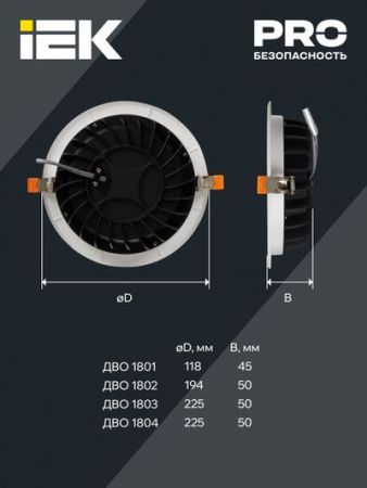 Светильник светодиодный ДВО 1804 PRO круг 40Вт 4000K IP40 белый IEK