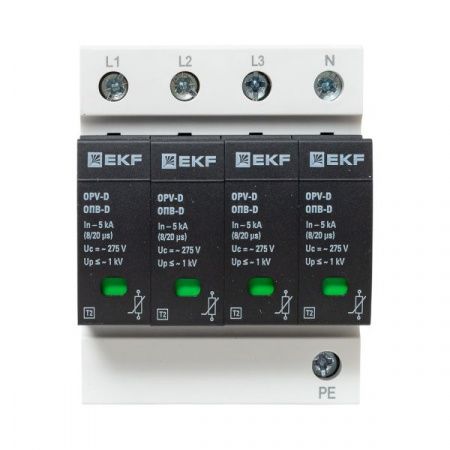 Ограничитель импульсных напряжений ОПВ-D/4P In 5кА 275В с сигн. EKF PROxima