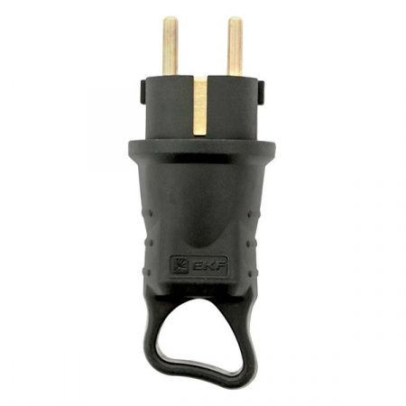 Вилка угловая каучуковая с кольцом 230В 2P+PE 16A IP44 EKF Марс
