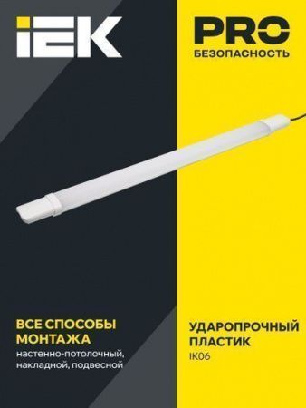 Светильник ДСП 1309 18Вт 6500К IP65 600мм белый пластик IEK