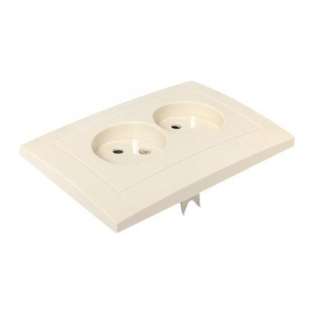 Валенсия розетка 2-местная б/з 10А кремовая с защ. штор. EKF